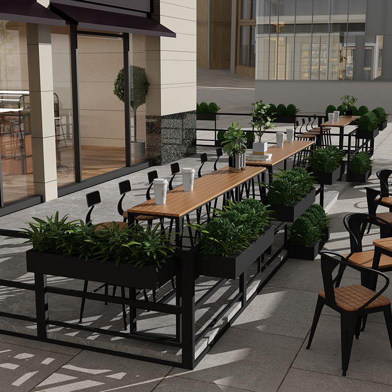 Modern Style Bar Table Solid Wood and Black Iron Base Coffee Shop Bar Table Clearhalo 'Bar Furniture' 'Bar Tables' 'bar_tables' 'furn' 'furn_bar_tables' 'Furniture' 'furniture_bar_tables' 'Kitchen & Dining Furniture' 'kitchen&dining_furn' 'kitchen' 1200x1200_83f8b2e7-ed6d-4a2c-b18c-7098a4804a78