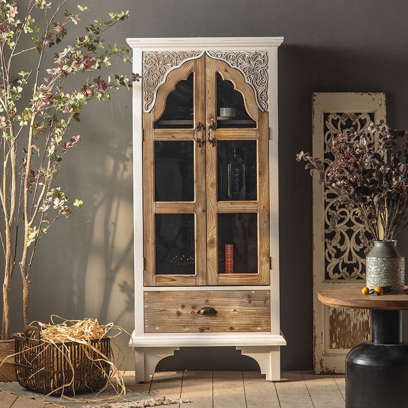 Industrial Wood Accent Cabinet Distressed Finish Fretwork Accent Cabinet Clearhalo 'Cabinets & Chests' 'cabinets_chests' 'furn' 'furn_cabinets_chests' 'Furniture' 'Living Room Furniture' 1200x1200_83fc0090-afe2-4f0b-87b2-479a967d109c