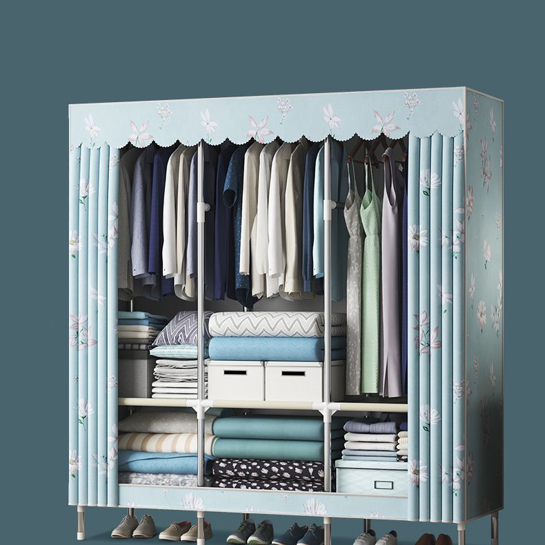 Modern Style Wardrobe Closet Metal Frame Wardrobe Armoire with Shelves Clearhalo 'Armoires & Wardrobes' 'armoires_wardrobes' 'Bedroom Furniture' 'furn' 'furn_armoires_wardrobes' 'Furniture' 1200x1200_84002a52-47eb-4f23-bbbf-985641c848d1
