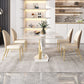 White Stone Dining Table Household Small Apartment Dining Furniture with Pedestal Base Clearhalo 'Dining Tables & Seating' 'Dining Tables' 'dining_table' 'furn' 'furn_dining_table' 'Furniture' 'furniture_dining_table' 'Kitchen & Dining Furniture' 'kitchen' 'kitchen_dining_table' 1200x1200_840254f2-7bd6-4428-affa-10c5f1a47bed