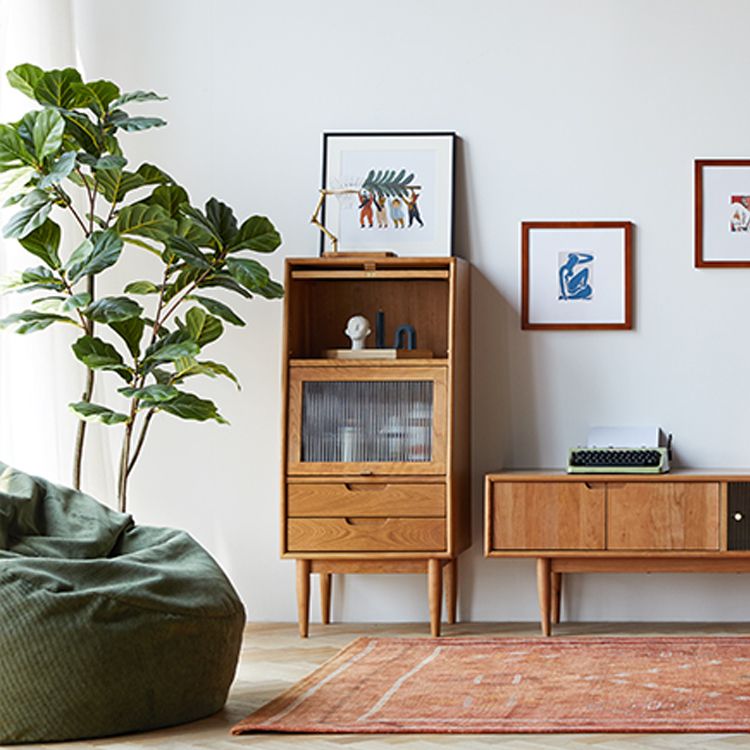 Water Resistant Storage Cabinet Solid Wood Glass Paned Cabinet Clearhalo 'Cabinets & Chests' 'cabinets_chests' 'furn' 'furn_cabinets_chests' 'Furniture' 'Living Room Furniture' 1200x1200_8402f0f4-c12d-436d-9967-95aaf36a6f90