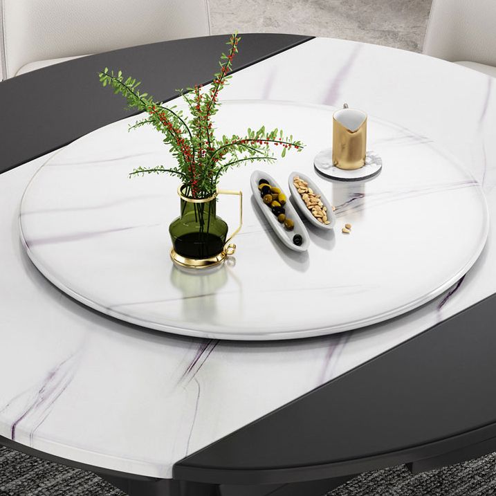 Round Marble Dining Table Modern 4 Legs Dining Table with Leaf Extension Clearhalo 'Dining Tables & Seating' 'Dining Tables' 'dining_table' 'furn' 'furn_dining_table' 'Furniture' 'furniture_dining_table' 'Kitchen & Dining Furniture' 'kitchen' 'kitchen_dining_table' 1200x1200_840439e6-79f4-4c28-a668-07db2019d49b
