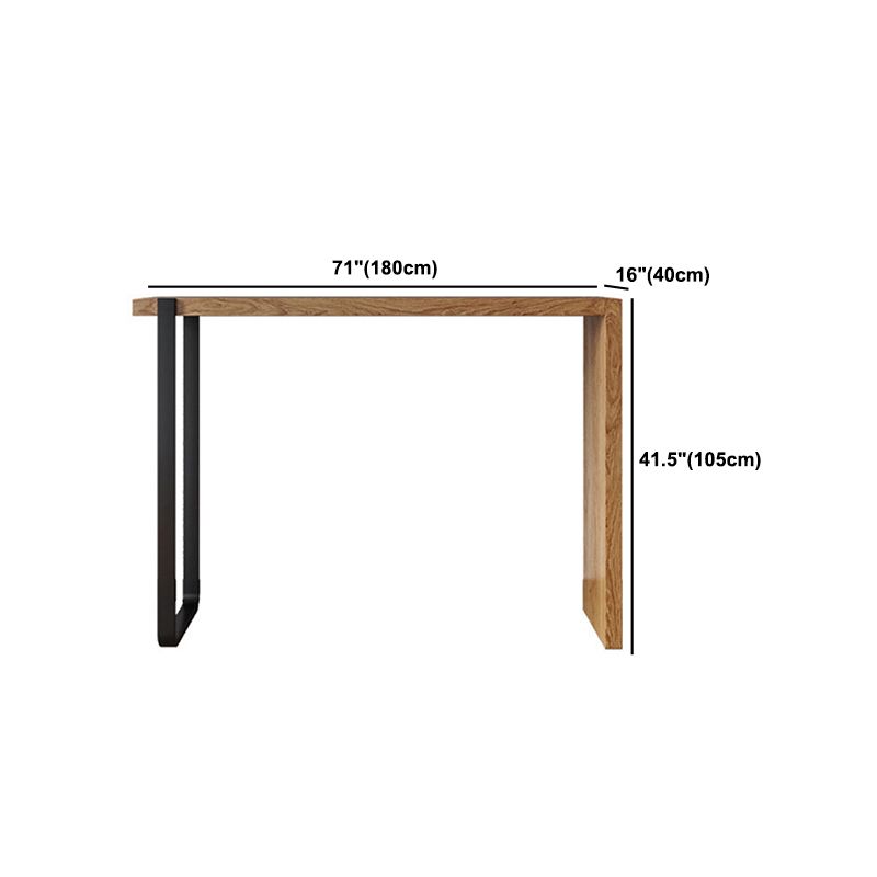 Tavolo da bar moderno in legno in legno tavolo da pub marrone con doppio piedistallo