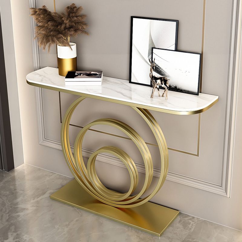 12 Inch Wide Modern Accent Table Half Moon Metal Console Table for Hall