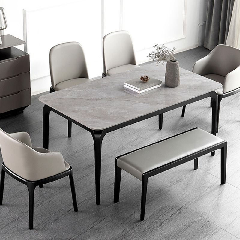 Modern 1/5 Pieces Dining Set Rectangle Stone Dining Table for Kitchen Clearhalo 'Dining Room Sets' 'Dining Tables & Seating' 'dining_room_set' 'furn' 'furn_dining_room_set' 'Furniture' 'Kitchen & Dining Furniture' 1200x1200_8406d292-e48c-42e9-8efb-83dcd6a23101