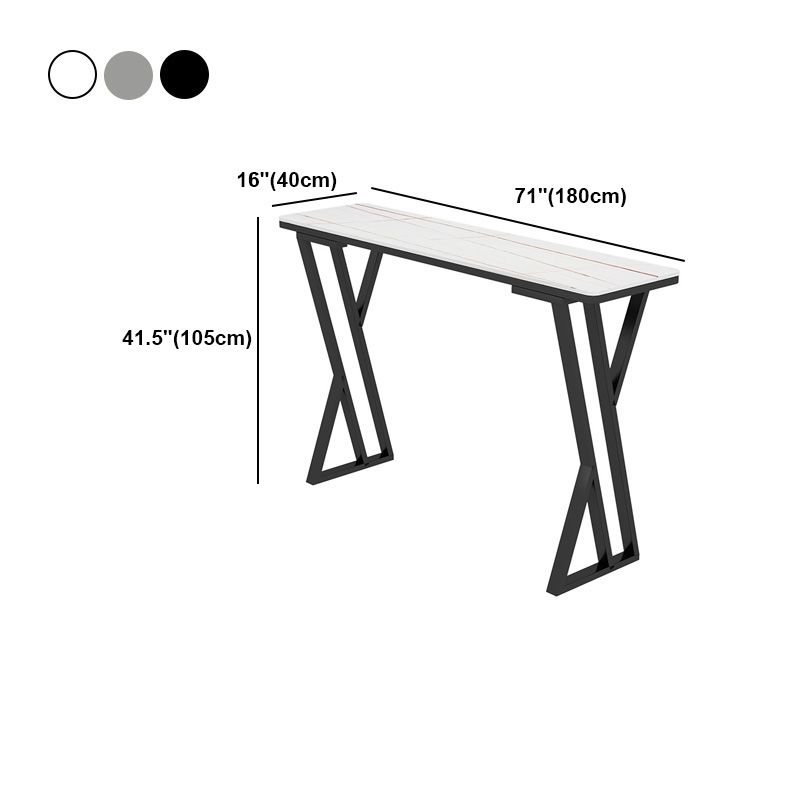 Modern Marble Pub Table with Rectangle Table Top Black Double Pedestal Table - 42" H Clearhalo 'Bar Furniture' 'Bar Tables' 'bar_tables' 'furn' 'furn_bar_tables' 'Furniture' 'furniture_bar_tables' 'Kitchen & Dining Furniture' 1200x1200_840a0043-9cdd-45ef-ac7a-7e13b6915b20