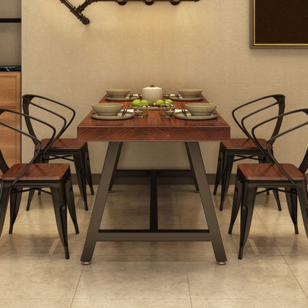 Industrial Rectangle Dining Room Table Pine Solid Wood Table with Trestle Base Clearhalo ' dining_table' 'Dining Tables & Seating' 'Dining Tables' 'furn' 'furn_dining_table' 'Furniture' 'furniture_dining_table' 'Kitchen & Dining Furniture' 'kitchen&dining_furn' 'kitchen' 'kitchen_dining_table' 1200x1200_840a2109-4237-4ba0-a8a9-96278240ee1f