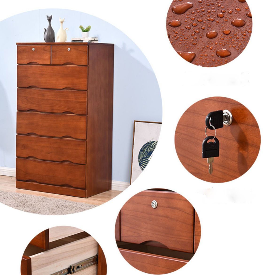 Traditional Storage Chest Dresser Wooden Storage Chest with Drawers