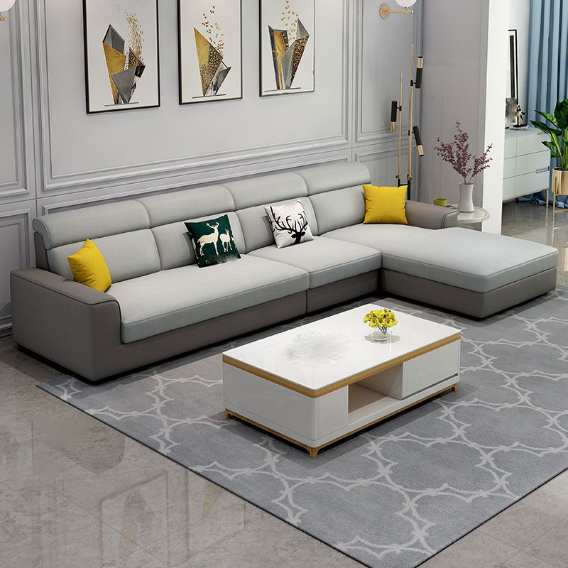 Faux Leather 4-Seater L-Shape Cushion Back Sectional Sofa with Chaise Clearhalo 'furn' 'furn_sectionals' 'Furniture' 'furniture_sectionals' 'Living Room Furniture' 'Sectionals' 1200x1200_840de310-d6b4-462b-98f1-3a0d6eecadf8