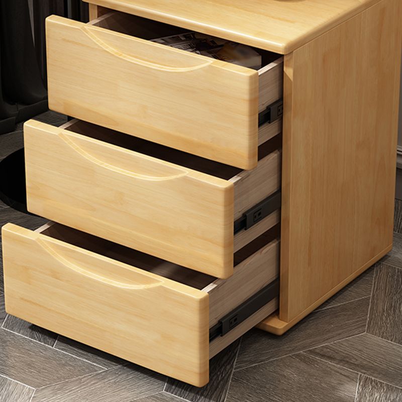 Comodino tradizionale in legno massiccio 23 "tavolino notturno con 3 cassetti