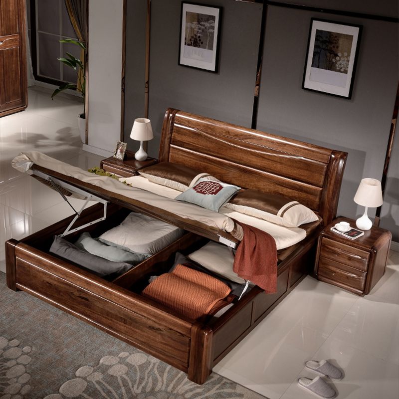 Legno in legno in legno in legno standard sollevare il telaio del letto di stoccaggio con testiera