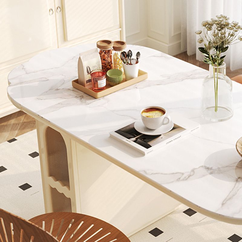 Modern Free Form Dining Table for Kitchen White Dinette Table with Storage Clearhalo 'Dining Tables & Seating' 'Dining Tables' 'dining_table' 'furn' 'furn_dining_table' 'Furniture' 'Kitchen & Dining Furniture' 1200x1200_8413ecac-8ca2-4b1f-9432-08a4a2b1dc11