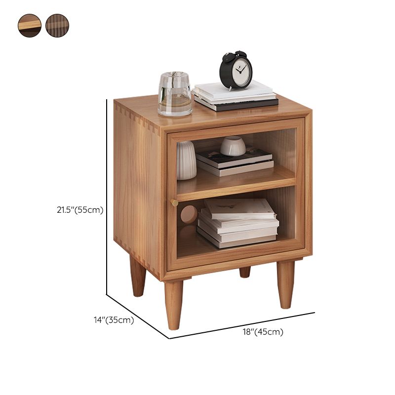 Wooden Night Table Modern Minimalist Bedside Table with Cabinet Clearhalo 'Bedroom Furniture' 'furn' 'furn_night_stand' 'Furniture' 'night_stand' 'Nightstands' 1200x1200_84141598-ca3e-456c-9951-e3c198861a64