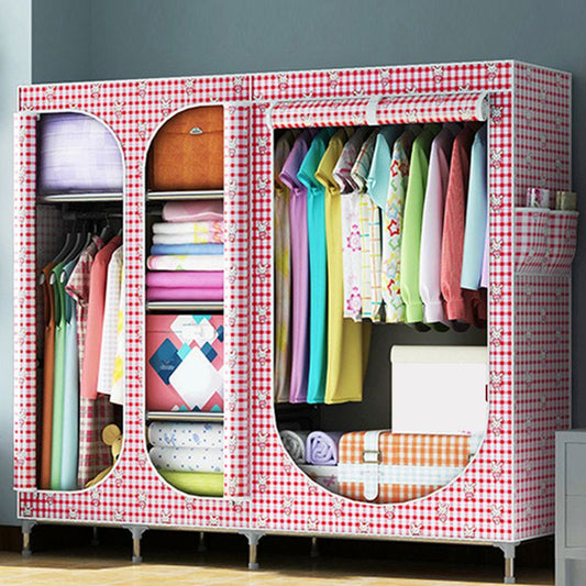 Contemporary Style Metal Wardrobe 3-door Wardrobe Closet for Home