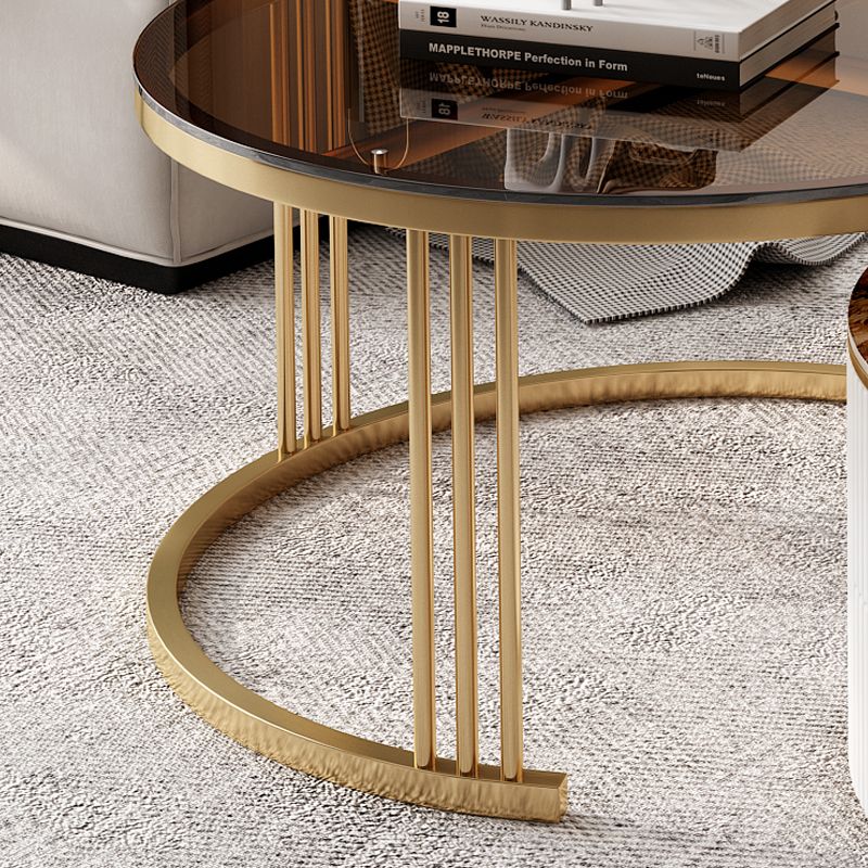 Round Frame Coffee Table Slate Nesting Coffee Table Set with Storage Clearhalo 'Coffee & Accent Tables' 'Coffee Tables' 'coffee_tables' 'furn' 'furn_coffee_tables' 'Furniture' 'Living Room Furniture' 1200x1200_841866d3-f400-4c7c-92bd-4cc185431a5e