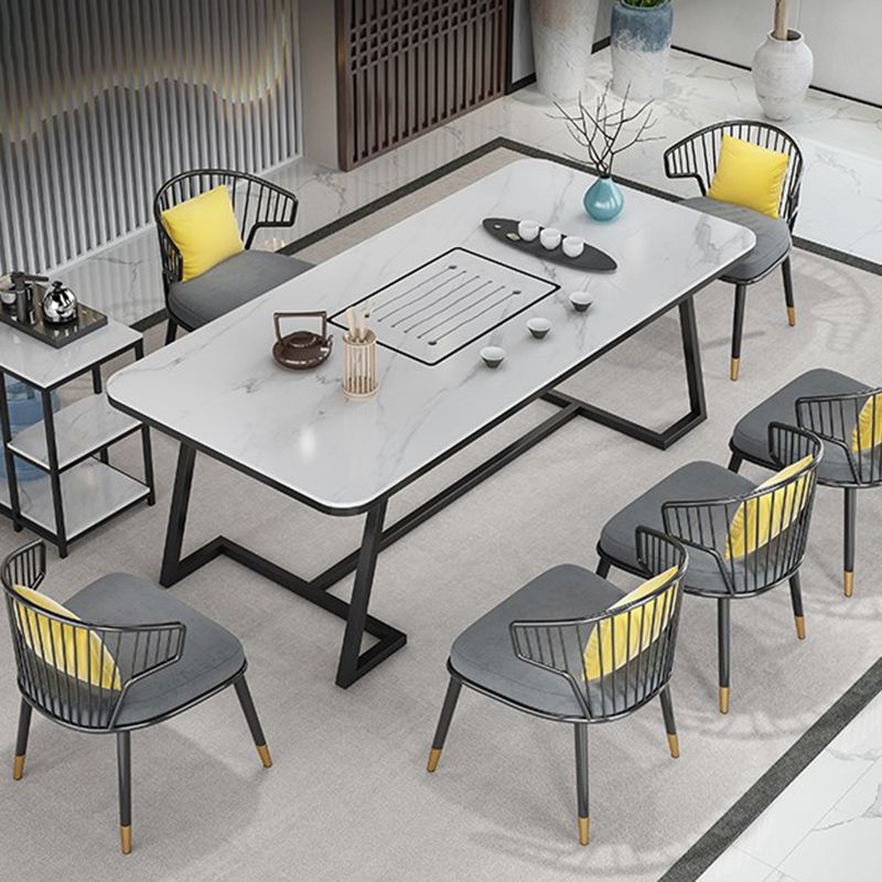 Tafel van leisteen en metaal Glam Style Simple Home rechthoekige eettafel