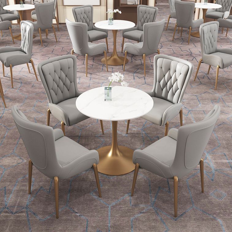Glam Style Sintered Stone Dining Room Set Standard Height with Gold Base Dining Set Clearhalo 'Dining Room Sets' 'Dining Tables & Seating' 'dining_room_set' 'furn' 'furn_dining_room_set' 'Furniture' 'furniture_dining_room_set' 'Kitchen & Dining Furniture' 'kitchen&dining_furn' 'kitchen' 1200x1200_841ad28d-c494-4e84-a40d-531e7e5e2232
