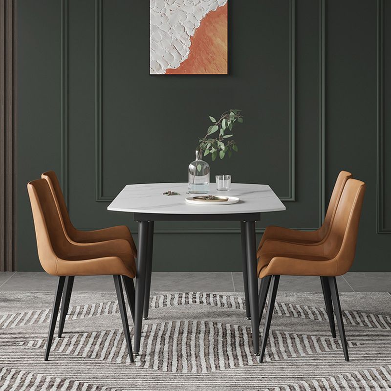Modern Round Dining Table Sintered Stone Dining Table with 4 Black Legs for Home Kitchen Dinner Clearhalo ' dining_table' 'Dining Tables & Seating' 'Dining Tables' 'furn' 'furn_dining_table' 'Furniture' 'furniture_dining_table' 'Kitchen & Dining Furniture' 'kitchen&dining_furn' 'kitchen' 'kitchen_dining_table' 1200x1200_841ad84f-e6fa-49cd-90a9-a972a2a4ec00
