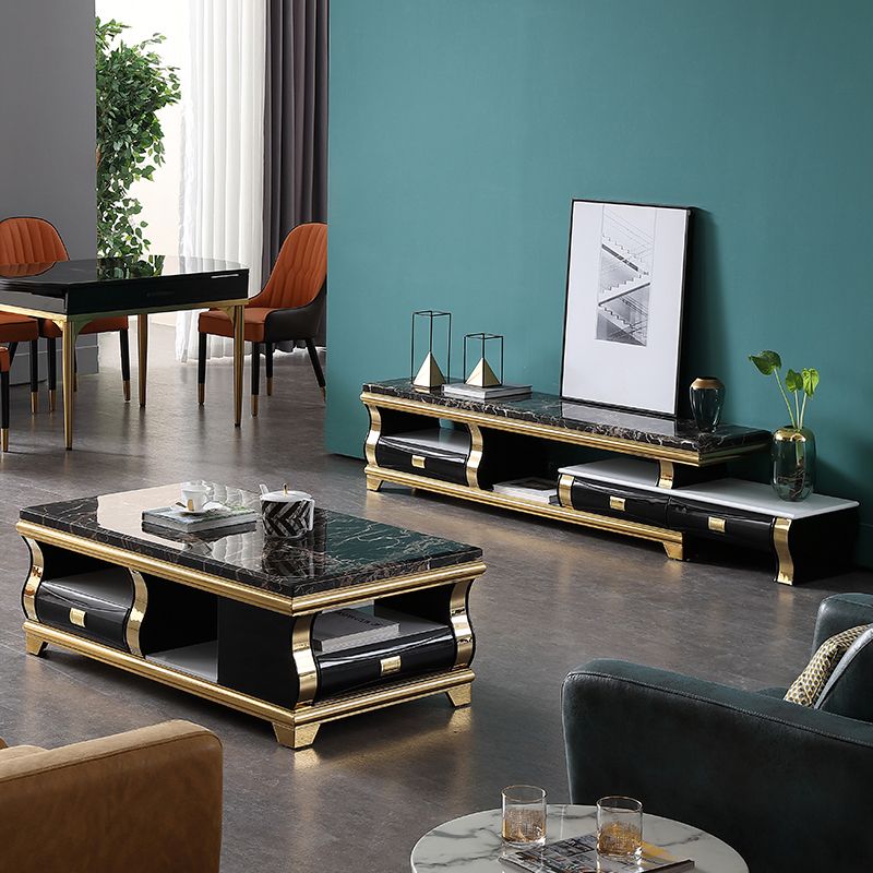 Glam TV Media Stand Open Storage Stand Console with 3 Drawers Clearhalo 'furn' 'furn_tv_stands_entertainment_centers' 'Furniture' 'Living Room Furniture' 'TV Stands & Entertainment Centers' 'TV Stands & Media Storage Furniture' 'tv_stands_entertainment_centers' 1200x1200_841c25e0-cebd-4eca-a7bf-074d56e0c5cb