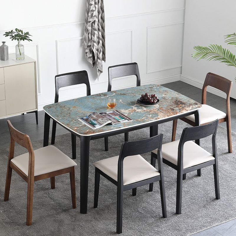 Sintered Stone Top Blue Table Modern Dining Table with Wooden Base and 4 Legs Clearhalo 'Dining Tables & Seating' 'Dining Tables' 'dining_table' 'furn' 'furn_dining_table' 'Furniture' 'Kitchen & Dining Furniture' 1200x1200_841c9400-f96e-4f40-8182-6a4562a30a13