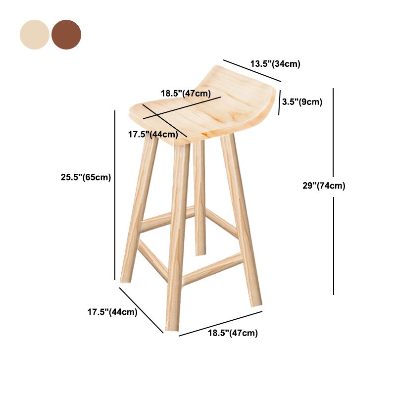 Modern Solid Wood Bar Chair Armless Bar Stool with Wooden Footrest Clearhalo 'Bar Furniture' 'Bar Stools' 'bar_stools' 'furn' 'furn_bar_stools' 'Furniture' 'Kitchen & Dining Furniture' 1200x1200_841d05c7-128c-437e-bdab-8968a2ea590e