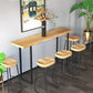 Modern Armless Backless Counter Stool Iron Bar Stool with Wooden Seat