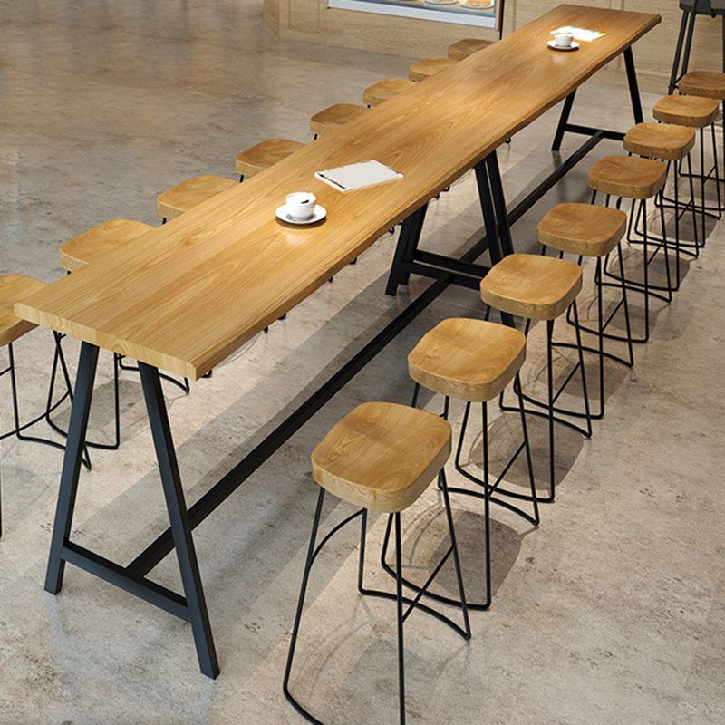 Modern Solid Wood Bar Table Brown Trestle Base Dining Table for Living Room Clearhalo 'Bar Furniture' 'Bar Tables' 'bar_tables' 'furn' 'furn_bar_tables' 'Furniture' 'Kitchen & Dining Furniture' 1200x1200_841e84f8-3c75-4d4b-bc8a-fba2d6483bee
