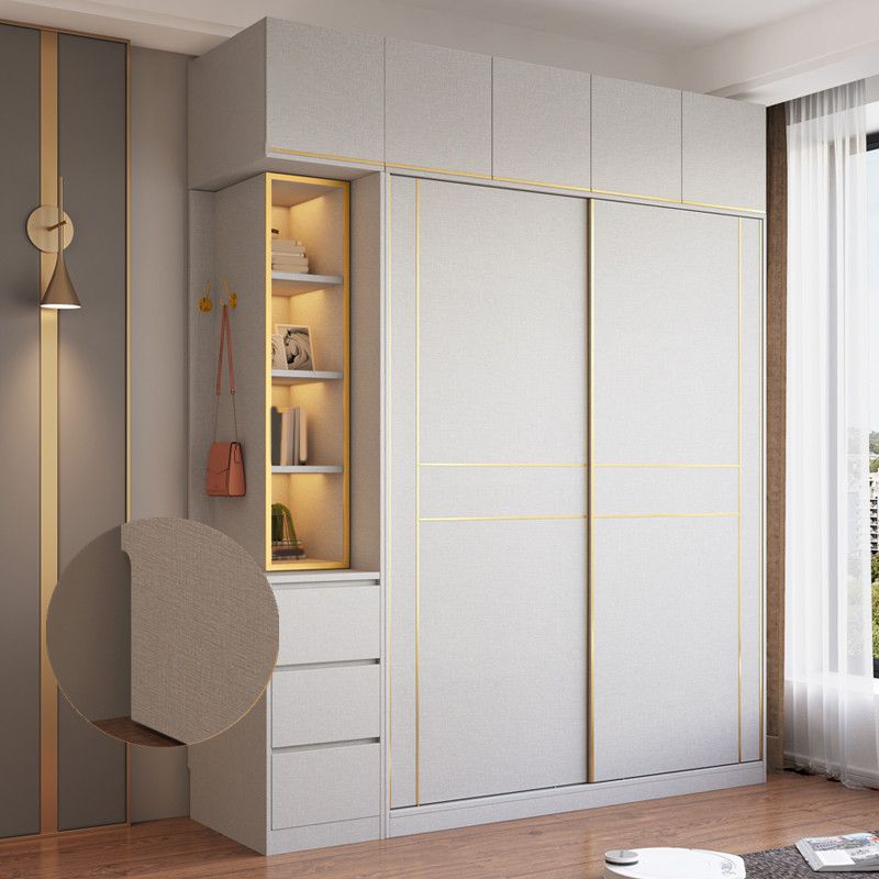 White Modern Style Wardrobe Cabinet Engineered Wood Wardrobe with Clothing Rod Clearhalo 'Armoires & Wardrobes' 'armoires_wardrobes' 'Bedroom Furniture' 'furn' 'furn_armoires_wardrobes' 'Furniture' 1200x1200_841fe834-2ae8-4eb2-85a1-63125b8d6b4f