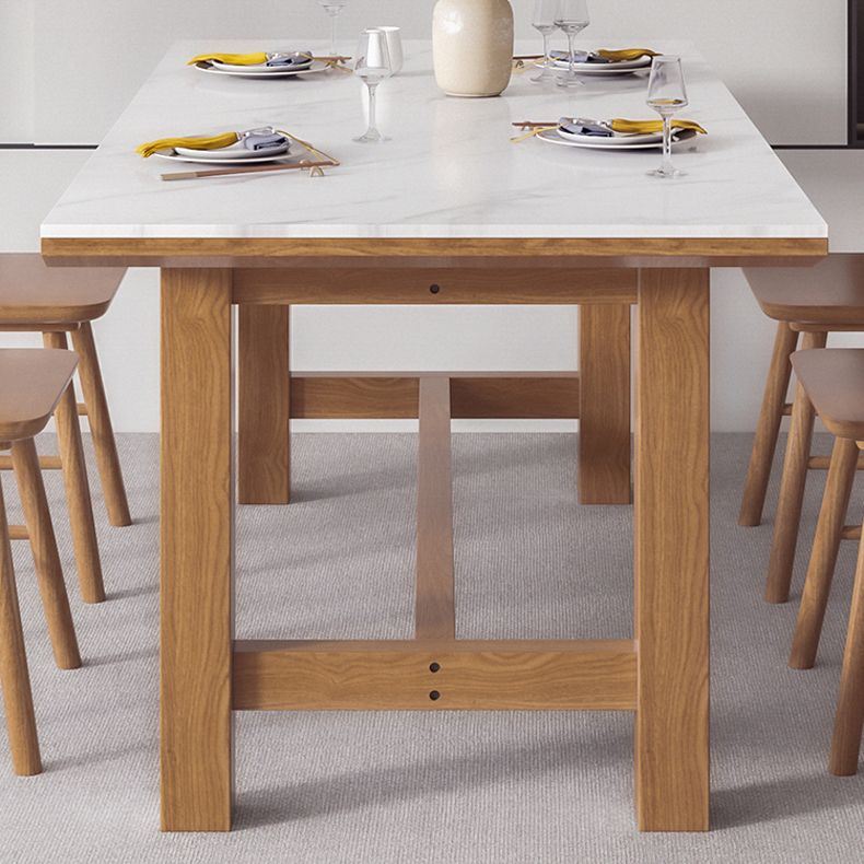 White Stone Top Table Set with Wooden Frame 1/2/5 Pieces Modern Dinette Set Clearhalo 'Dining Room Sets' 'Dining Tables & Seating' 'dining_room_set' 'furn' 'furn_dining_room_set' 'Furniture' 'Kitchen & Dining Furniture' 1200x1200_8420c093-a736-462e-b74c-e50782f7b203