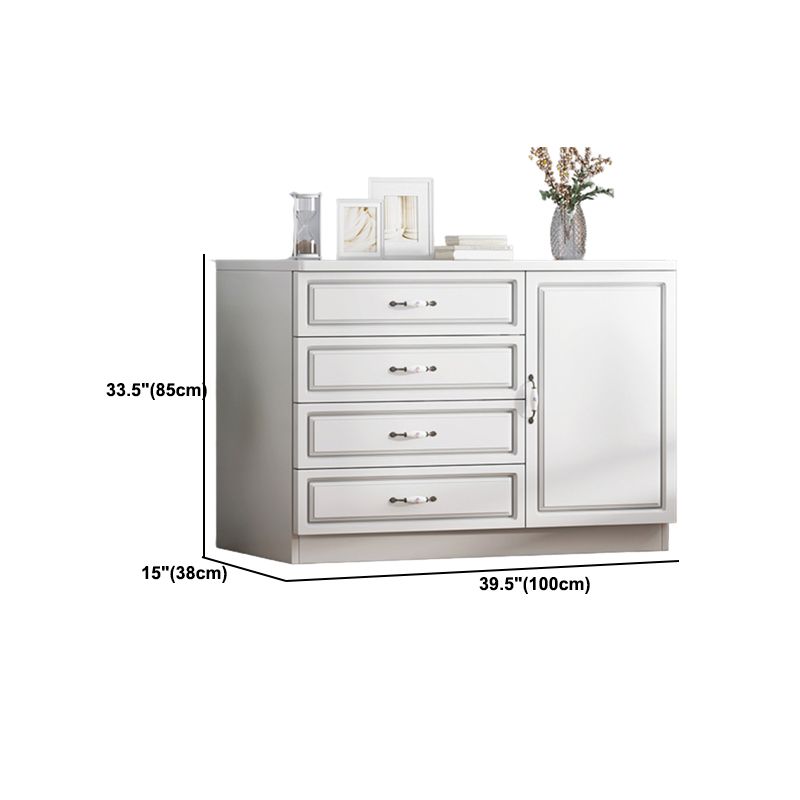 Modern White Accent Chest with Drawers 14.96" Wide Side Cabinet with Door