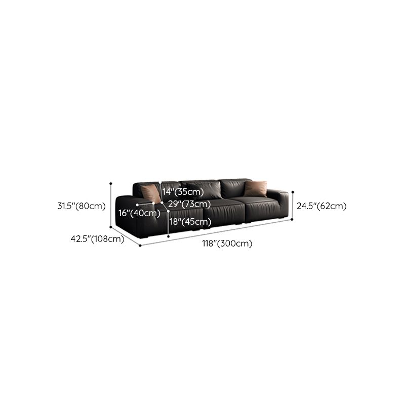 Industrial Black Genuine Leather Cushions Square Arm Living Room Settee Clearhalo 'furn' 'furn_sofas' 'Furniture' 'Living Room Furniture' 'Sofa' 'sofas' 1200x1200_8428cbe2-e164-4aae-a069-4c6fc1627bd9