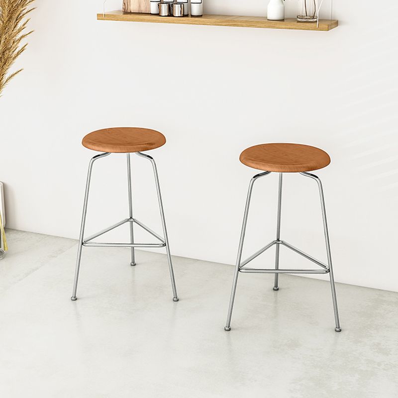 Modern Armless Backless Counter Stool Oak Wood Bar Stool with  Pedal for Cafe