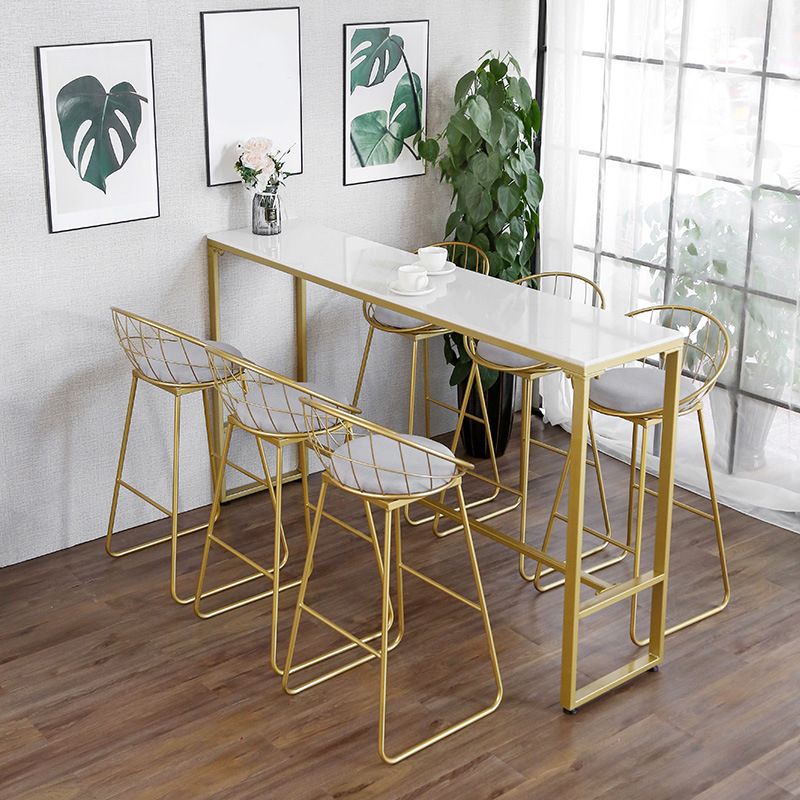 Mesa de mármol sintético blanco, mesa de bar de estilo moderno con base de caballete