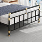 Industrial Metal Standard Bed, Open-Frame Rectangular Headboard Bed