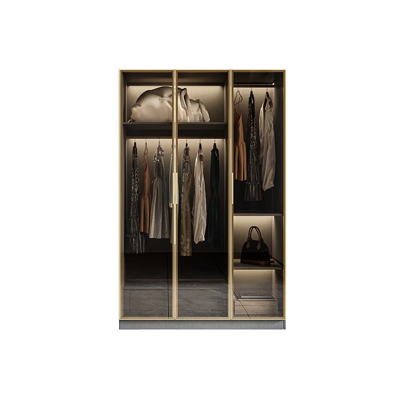 Glass and Wood Wardrobe Armoire Contemporary Wardrobe Closet Clearhalo 'Armoires & Wardrobes' 'armoires_wardrobes' 'Bedroom Furniture' 'furn' 'furn_armoires_wardrobes' 'Furniture' 1200x1200_842c8346-c1e9-45d0-b980-dbb27e78de83