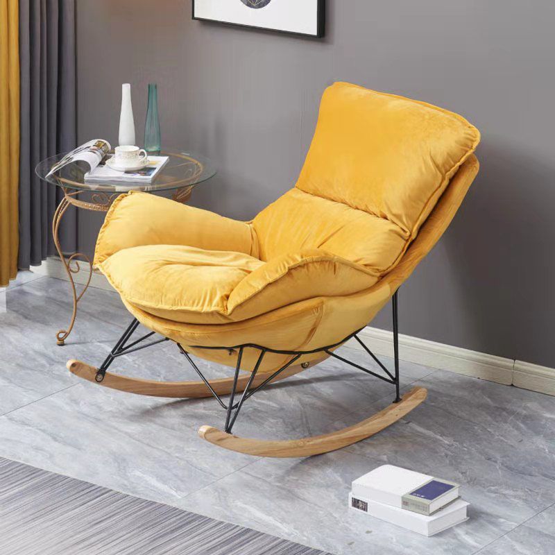 Sedia a dondolo blu moderna sedia da bilanciere imbottita per decorazioni per la casa