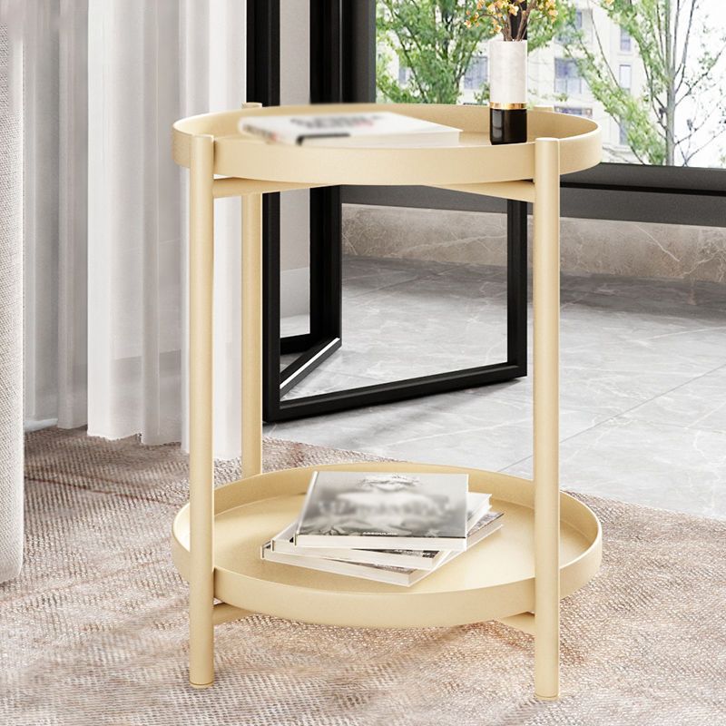 Modern Style Metal Table Top Metal Steel Base Round Side Table