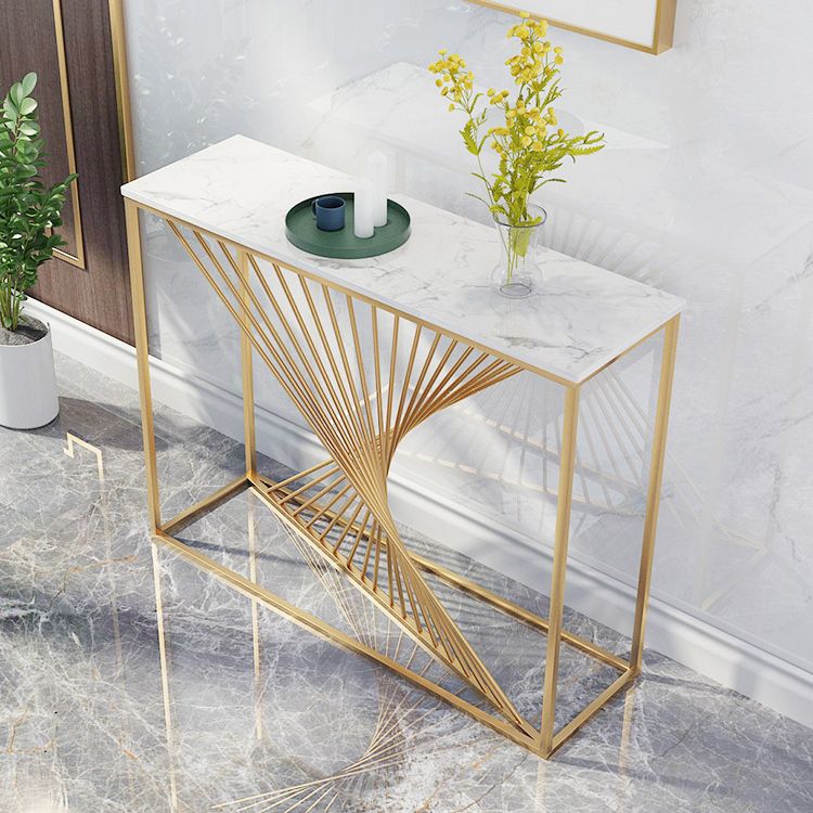 Tavolo da divano console in marmo glam tavolo accento per cornice oro per hall
