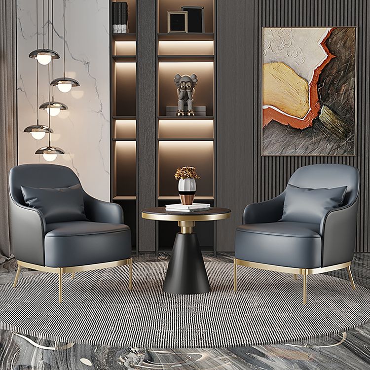 32.67" High Faux Leather Arm Chair Recessed Arms Accent Chair with Basic Four Leg Clearhalo 'Accent Chairs' 'accent_chairs' 'Chairs & Seating' 'furn' 'furn_accent_chairs' 'Furniture' 'Living Room Furniture' 1200x1200_842ecbcf-4b45-498e-8438-837ed71f3298