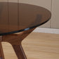 23.6'' Round Shape 4 Legs Table Modern Brown Tone Fixed Table of Glass Clearhalo ' dining_table' 'Dining Tables & Seating' 'Dining Tables' 'furn' 'furn_dining_table' 'Furniture' 'furniture_dining_table' 'Kitchen & Dining Furniture' 'kitchen&dining_furn' 'kitchen' 'kitchen_dining_table' 1200x1200_842f8324-b25f-4b22-97ce-62b7c60c6ede