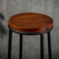 Industrial Round Bar Stools Solid Wood Black Footrest Counter Stool for Shop