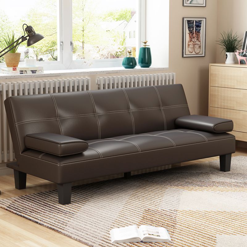 Modern Biscuit Back Faux Leather Sofa with Foldable and Wear-resisting Clearhalo 'furn' 'furn_sofas' 'Furniture' 'furniture_sofas' 'kitchen' 'kitchen_sofas' 'Living Room Furniture' 'Sofa' 'sofas' 1200x1200_8430288d-f81e-4ca5-90e1-748912d1df19