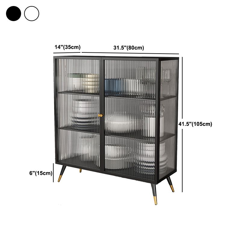Glam Sideboard with Metal Frame Home Dining Server with Glass Door Clearhalo 'buffet_sideboard' 'Buffets & Sideboards' 'furn' 'furn_buffet_sideboard' 'Furniture' 'Kitchen & Dining Furniture' 1200x1200_8430db72-f5d2-4f5e-adee-65ca35384f44