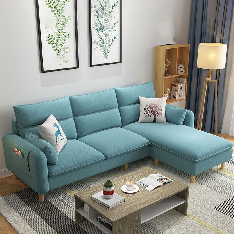 Scandinavo da 30,7 "H di divano e chaise del braccio quadrato di lino per l'appartamento