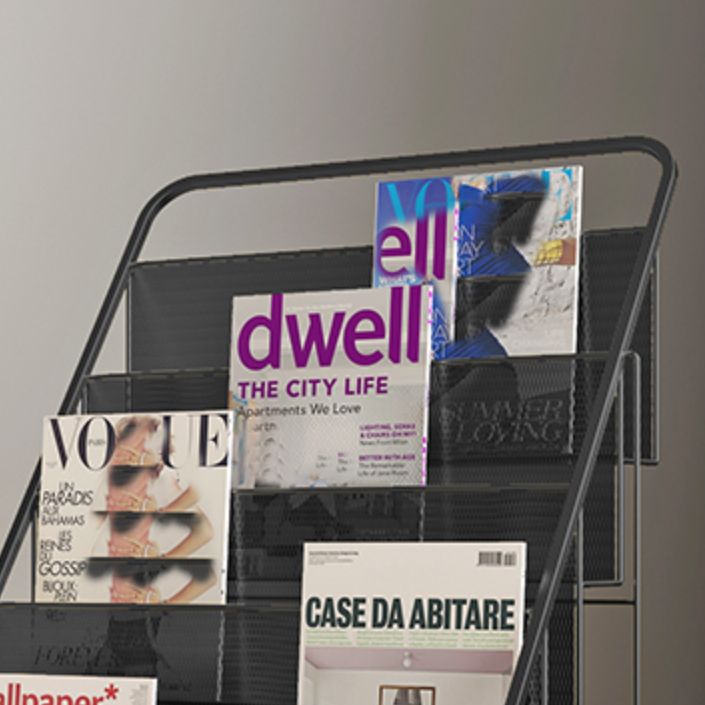 Estantería de estantería estándar de biblioteca contemporánea con estantes