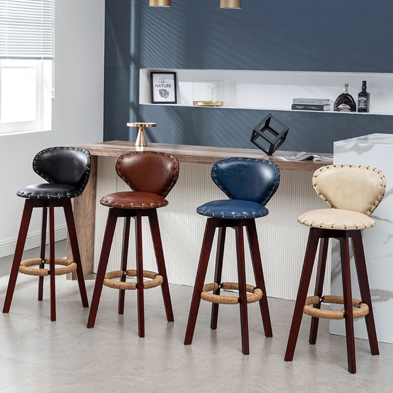 Scandinavian Wood Leather Counter Stools Low Back Bar Stools with Round Seat Clearhalo 'Bar Furniture' 'Bar Stools' 'bar_stools' 'furn' 'furn_bar_stools' 'furniture_bar_stools' 'Kitchen & Dining Furniture' 'kitchen&dining_furn' 'kitchen' 'kitchen_furn' Furniture' 1200x1200_8431d861-32d7-4f0e-a18f-7c68daed8fdc