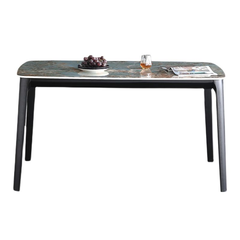 Sintered Stone Top Blue Table Modern Dining Table with Wooden Base and 4 Legs Clearhalo 'Dining Tables & Seating' 'Dining Tables' 'dining_table' 'furn' 'furn_dining_table' 'Furniture' 'Kitchen & Dining Furniture' 1200x1200_8432b470-afba-4fb0-a9f1-83366df85450
