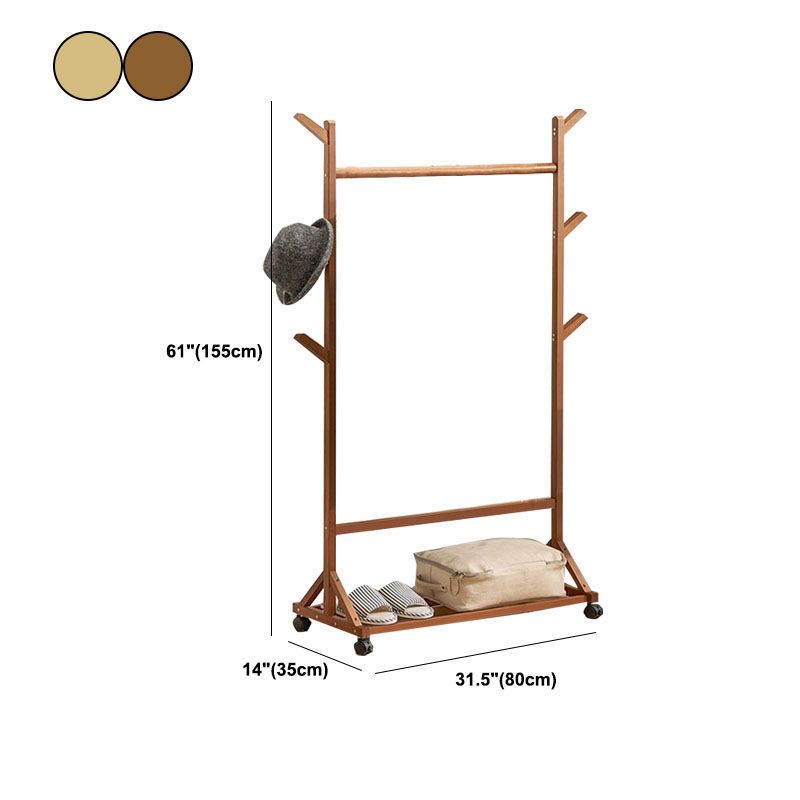 Les crochets d'étagères en bois de bambou en bois de bambou contemporain incluent un porte-manteau libre