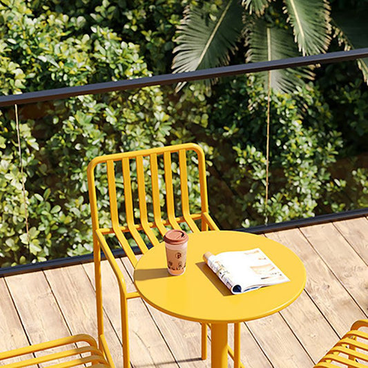 Industriële buitenbarkruktafel 41.3 "H metalen ronde balktafel met voetstukbasis