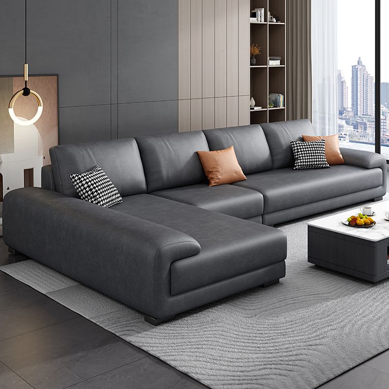 Nordic Faux Leather Stationary Living Room Recessed Arm Seating Clearhalo 'furn' 'furn_sectionals' 'Furniture' 'Living Room Furniture' 'Sectionals' 1200x1200_843b56dc-65a6-4911-9cbd-349f6e320353